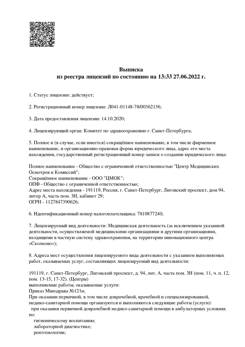 Флюорография в самом центре СПб за 450 рублей!